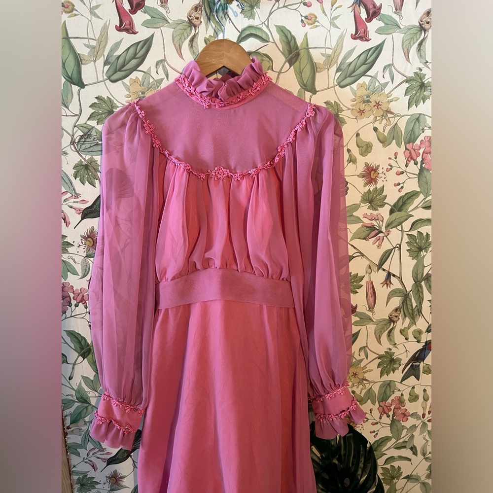 Vintage Pink Ruffled Dress